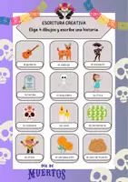 Vorschau - Arbeitsblätter - Escritura creativa - Elige 4 dibujos - El Día de los Muertos - Seite 1