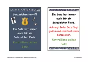 Vorschau - Merkblätter - Satzzeichensherriff - Aufsteller, Tischkarte - Deckblatt