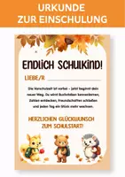 Vorschau - Anderer Materialtyp - Urkunde zur Einschulung – Endlich Schulkind! Geschenk zum 1. Schultag. Willkommen in der Schule. Schulanfang. - Deckblatt