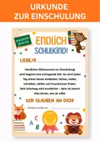 Vorschau - Anderer Materialtyp - Willkommensgruß zur Einschulung. Urkunde zur Einschulung. Schulstart 1. Klasse. Geschenk zum Schulanfang von der Lehrerin - Deckblatt