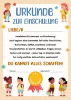 Vorschau - Anderer Materialtyp - Willkommensgruß zur Einschulung – Hurra, du bist Schulkind! Auszeichnung für Kinder. Willkommensgeschenk für die 1. Klasse von der Klassenlehrerin. Urkunde zur Einschulung. Schulstart, Schulanfang. - Seite 1