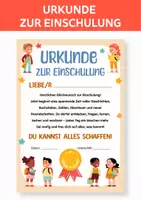 Vorschau - Anderer Materialtyp - Willkommensgruß zur Einschulung – Hurra, du bist Schulkind! Auszeichnung für Kinder. Willkommensgeschenk für die 1. Klasse von der Klassenlehrerin. Urkunde zur Einschulung. Schulstart, Schulanfang. - Deckblatt