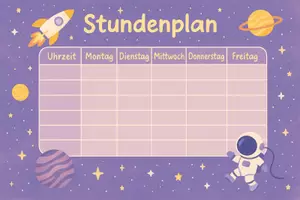 Vorschau - selbst erstellte Cliparts/Grafiken - Stundenplan Grundschule – Vorlage zum Ausfüllen & Kopieren - Seite 1