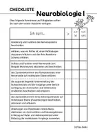 Vorschau - Arbeitsblätter - Checkliste Neurobiologie I Klausurvorbereitung Kompetenzzettel - Seite 1