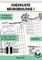 Vorschau - Arbeitsblätter - Checkliste Neurobiologie I Klausurvorbereitung Kompetenzzettel - Deckblatt