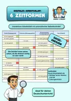 Vorschau - Arbeitsblätter - DEUTSCH: digitales Arbeitsblatt mit autom. Selbstkontrolle - Zeitformen (Excel) - Deckblatt