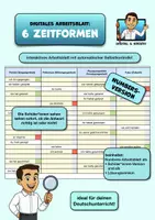 Vorschau - Arbeitsblätter - DEUTSCH: digitales Arbeitsblatt mit autom. Selbstkontrolle - Zeitformen (Numbers) - Deckblatt