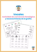 Vista previa - Hojas de trabajo - actividades vocales-reconocimiento de la grafía y el sonido inicial - Portada