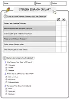 Vorschau - Arbeitsblätter - Steuern einfach erklärt Arbeitsblätter mit Fragen + Lösungen Wirtschaft Leseverstehen und Wortschatz - Seite 2