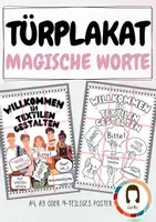 Vorschau - Mal- und Bastelvorlagen - Türplakat Magische Worte | kooperatives Poster | textiles Gestalten - Deckblatt