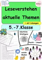 Vorschau - Arbeitsblätter - 🧠📱🌍 Leseverstehen zu aktuellen Themen: Künstliche Intelligenz, Soziale Medien & Umwelt - Deckblatt