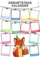 Vorschau - Mal- und Bastelvorlagen - Der Fuchs Geburtstagskalender – Alle Geburtstage im Blick! - Seite 1