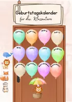 Vorschau - Poster - Luftballon-Tiergeburtstagskalender für div. Klassentiere - Deckblatt