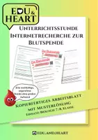 Vorschau - Stundenentwürfe - Unterrichtsstunde: Internetrecherche zur Blutspende (Biologie 7./8. Kl.) - Deckblatt