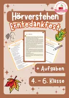 Vorschau - Arbeitsblätter - Deutsch Hörverstehen Erntedankfest (Klasse 4-6) - Deckblatt