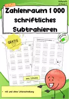 Vorschau - Arbeitsblätter - Freebie: Schriftliche Subtraktion im ZR 1000 - Deckblatt
