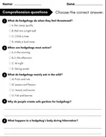 Vorschau - Arbeitsblätter - All About Hedgehog: Reading Comprehension and Word search with Answers.. 3rd, 4th, 5th grade. - Seite 2