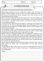 Vorschau - Arbeitsblätter - Alterspsychologie Arbeitsblätter mit Fragen + Lösungen Psychologie Lesetext - Seite 1