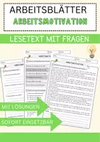 Vorschau - Arbeitsblätter - Arbeitsmotivation Arbeitsblätter mit Fragen + Lösungen Psychologie Lesetext - Seite 1