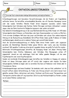 Vorschau - Arbeitsblätter - Entwicklungsstörungen Arbeitsblätter mit Fragen + Lösungen Psychologie Lesetext - Seite 1