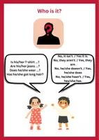 Vorschau - Arbeitsblätter - Fragen mit is/does/has got: Who is it? Sprechspiel | Lernjahr 1/2 - Deckblatt