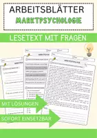 Vorschau - Arbeitsblätter - Marktpsychologie Arbeitsblätter mit Fragen + Lösungen Psychologie Lesetext - Deckblatt