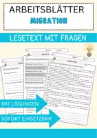 Vorschau - Arbeitsblätter - Migration Arbeitsblätter mit Fragen + Lösungen Psychologie Lesetext - Deckblatt