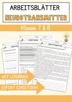 Vorschau - Arbeitsblätter - Neurotransmitter Arbeitsblätter mit Fragen + Lösungen Psychologie Lesetext - Deckblatt