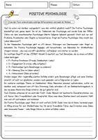 Vorschau - Arbeitsblätter - Positive Psychologie Arbeitsblätter mit Fragen + Lösungen Psychologie Leseverstehen und Wortschatz - Seite 1