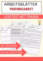 Vorschau - Arbeitsblätter - Prüfungsangst Arbeitsblätter mit Fragen + Lösungen Psychologie Leseverstehen und Wortschatz - Deckblatt