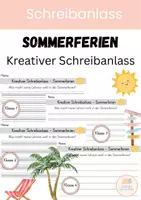 Vorschau - Arbeitsblätter - Schreibanlass Sommerferien Klasse 1-4 - Deckblatt