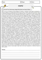 Vorschau - Arbeitsblätter - Hospiz Arbeitsblätter mit Fragen + Lösungen Religion Leseverstehen und Wortschatz - Seite 1