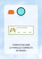 Vista previa - Hojas de trabajo - LECTOESCRIPTURA. COMPLETAR LA FRASE AMB LA PARAULA CORRECTA. - Portada