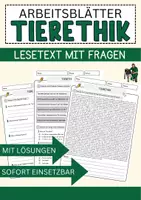 Vorschau - Arbeitsblätter - Tierethik Arbeitsblätter mit Fragen + Lösungen Religion Leseverstehen und Wortschatz - Deckblatt
