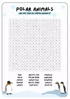 Vorschau - Arbeitsblätter - Polar Animals - Word Search (4 Versionen) + QUiZ - Seite 1