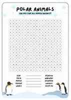 Vorschau - Arbeitsblätter - Polar Animals - Word Search (4 Versionen) + QUiZ - Seite 2