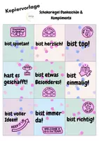 Vorschau - Mal- und Bastelvorlagen - Schokoriegel Dankeschön & Komplimente Schulbegleiter Banderole - Seite 2