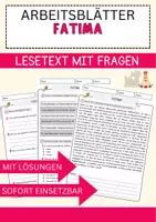Vorschau - Arbeitsblätter - Fatima Arbeitsblätter mit Fragen + Lösungen Religion Lesetext - Deckblatt