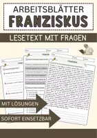 Vorschau - Arbeitsblätter - Franziskus Arbeitsblätter mit Fragen + Lösungen Religion Lesetext - Deckblatt