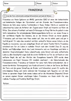 Vorschau - Arbeitsblätter - Franziskus Arbeitsblätter mit Fragen + Lösungen Religion Lesetext - Seite 1