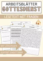 Vorschau - Arbeitsblätter - Gottesdienst Arbeitsblätter mit Fragen + Lösungen Religion Lesetext - Deckblatt