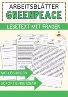 Vorschau - Arbeitsblätter - Greenpeace Arbeitsblätter mit Fragen + Lösungen Religion Lesetext - Deckblatt