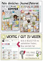 Vorschau - Mal- und Bastelvorlagen - Sommerliche Mosaik Ausmalbilder + Farbtemperaturen - Seite 1