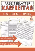 Vorschau - Arbeitsblätter - Karfreitag Arbeitsblätter mit Fragen + Lösungen Religion Leseverstehen und Wortschatz - Deckblatt