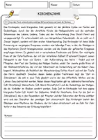 Vorschau - Arbeitsblätter - Kirchenjahr Arbeitsblätter mit Fragen + Lösungen Religion Leseverstehen und Wortschatz - Seite 1
