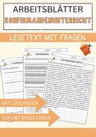 Vorschau - Arbeitsblätter - Konfirmandenunterricht Arbeitsblätter mit Fragen + Lösungen Religion Leseverstehen und Wortschatz - Deckblatt