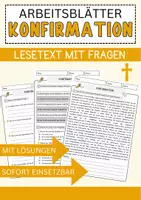 Vorschau - Arbeitsblätter - Konfirmation Arbeitsblätter mit Fragen + Lösungen Religion Leseverstehen und Wortschatz - Deckblatt