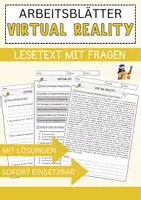 Vorschau - Arbeitsblätter - Virtual Reality Arbeitsblätter mit Fragen + Lösungen Religion Leseverstehen und Wortschatz - Deckblatt