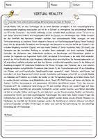 Vorschau - Arbeitsblätter - Virtual Reality Arbeitsblätter mit Fragen + Lösungen Religion Leseverstehen und Wortschatz - Seite 1