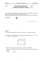 Vorschau - Klassenarbeiten - Klassenarbeit 8 Prismen und Zylinder (2 Gr., docx, Aufgabenpool) - Seite 1